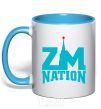 Mug with a colored handle ZM NATION sky-blue фото