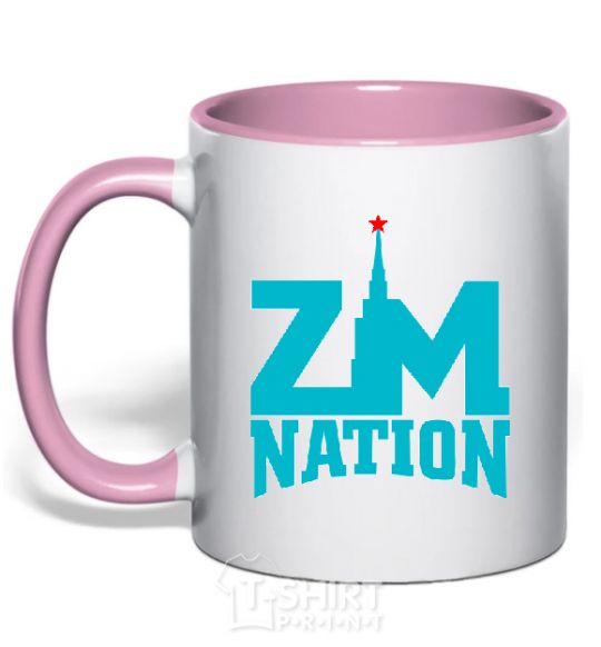 Чашка с цветной ручкой ZM NATION Нежно розовый фото