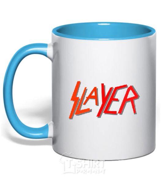 Mug with a colored handle SLAYER sky-blue фото