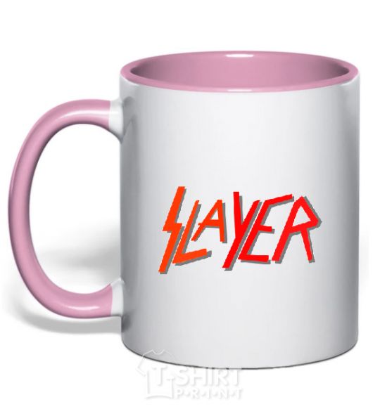 Mug with a colored handle SLAYER light-pink фото