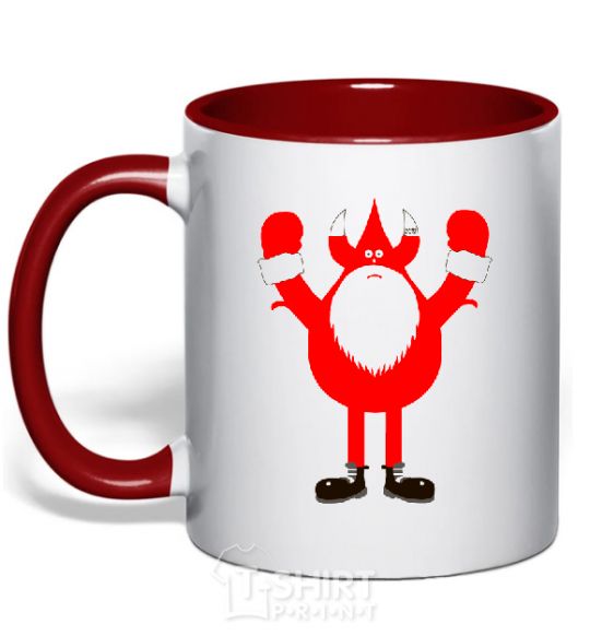 Mug with a colored handle SANTA HANDS OFF red фото