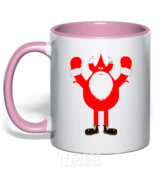 Mug with a colored handle SANTA HANDS OFF light-pink фото