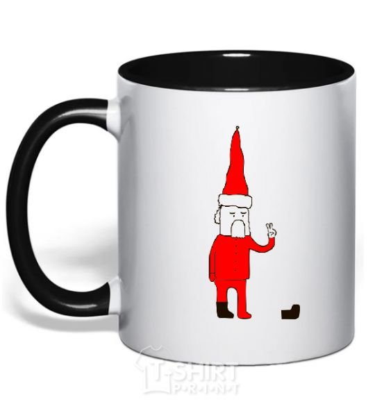 Mug with a colored handle SANTA CLAUS. PEACE black фото