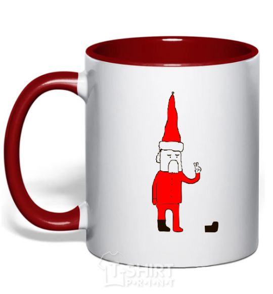 Mug with a colored handle SANTA CLAUS. PEACE red фото
