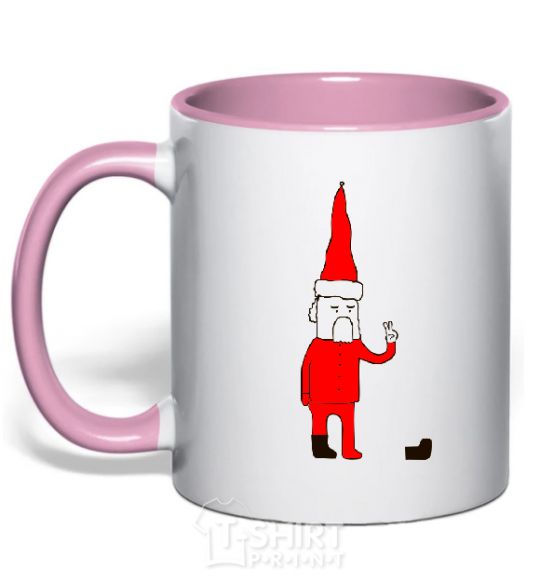 Mug with a colored handle SANTA CLAUS. PEACE light-pink фото