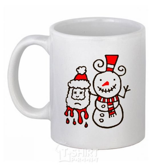 Ceramic mug BLOODY SNOWMAN White фото