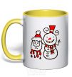 Mug with a colored handle BLOODY SNOWMAN yellow фото