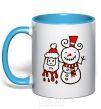 Mug with a colored handle BLOODY SNOWMAN sky-blue фото