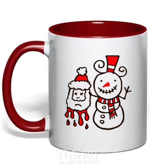 Mug with a colored handle BLOODY SNOWMAN red фото