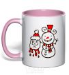 Mug with a colored handle BLOODY SNOWMAN light-pink фото