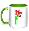 Mug with a colored handle HELLO! MY LOVE kelly-green фото