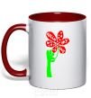 Mug with a colored handle HELLO! MY LOVE red фото