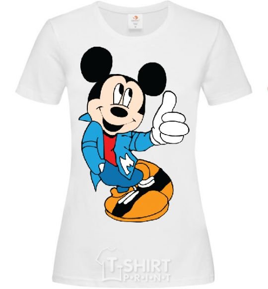 Women's T-shirt HAPPY MICKEY White фото