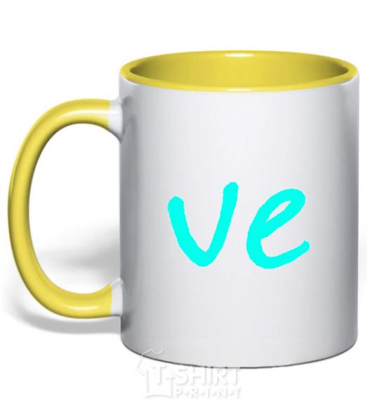 Mug with a colored handle VE yellow фото