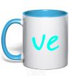 Mug with a colored handle VE sky-blue фото