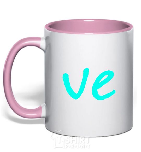 Mug with a colored handle VE light-pink фото