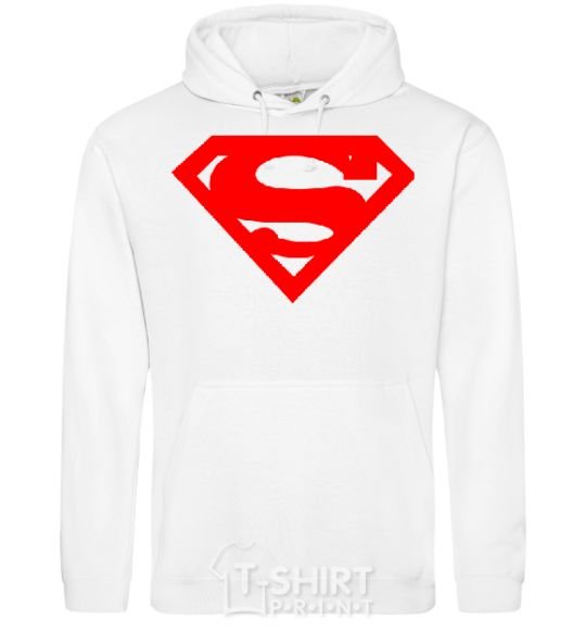 Men`s hoodie SUPERMAN RED White фото