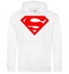 Men`s hoodie SUPERMAN RED White фото