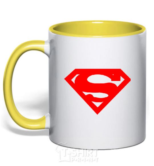 Mug with a colored handle SUPERMAN RED yellow фото