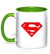 Mug with a colored handle SUPERMAN RED kelly-green фото
