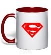 Mug with a colored handle SUPERMAN RED red фото