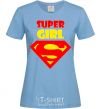 Women's T-shirt SUPER GIRL sky-blue фото