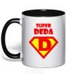 Mug with a colored handle SUPER DEDA black фото