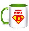 Mug with a colored handle SUPER DEDA kelly-green фото