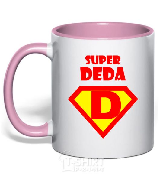 Mug with a colored handle SUPER DEDA light-pink фото