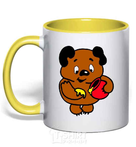 Mug with a colored handle WINNIE THE POOH yellow фото