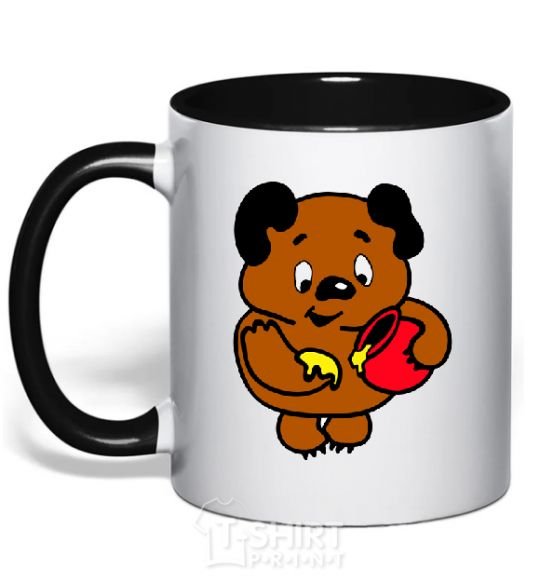 Mug with a colored handle WINNIE THE POOH black фото