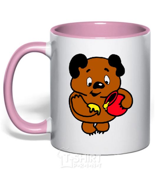 Mug with a colored handle WINNIE THE POOH light-pink фото