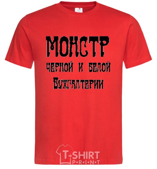 Мужская футболка Монстр черной и белой бухгалтерии Красный фото