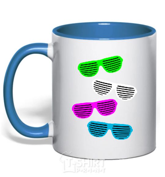 Mug with a colored handle DISCO GLASSES royal-blue фото