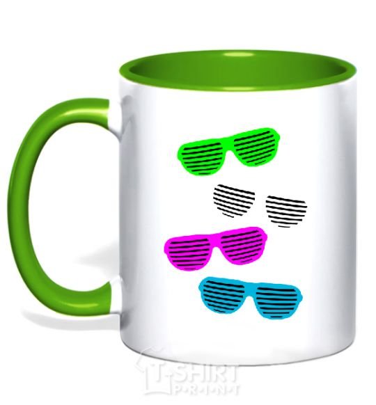 Mug with a colored handle DISCO GLASSES kelly-green фото