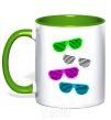 Mug with a colored handle DISCO GLASSES kelly-green фото