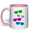 Mug with a colored handle DISCO GLASSES light-pink фото