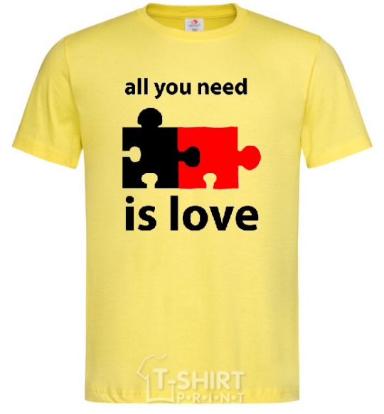 Мужская футболка ALL YOU NEED IS LOVE Puzzle Лимонный фото