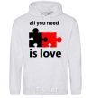 Men`s hoodie ALL YOU NEED IS LOVE Puzzle sport-grey фото
