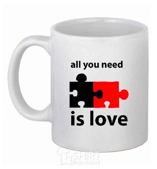 Ceramic mug ALL YOU NEED IS LOVE Puzzle White фото