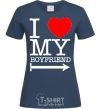 Women's T-shirt I LOVE MY BOYFRIEND navy-blue фото