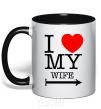 Mug with a colored handle I love my wife black фото