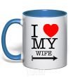 Mug with a colored handle I love my wife royal-blue фото