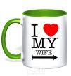 Mug with a colored handle I love my wife kelly-green фото