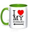 Mug with a colored handle I love my husband kelly-green фото