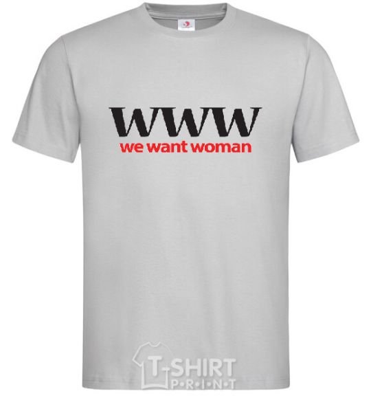Men's T-Shirt WE WANT WOMAN grey фото
