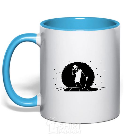 Mug with a colored handle MR. FREEMAN sky-blue фото