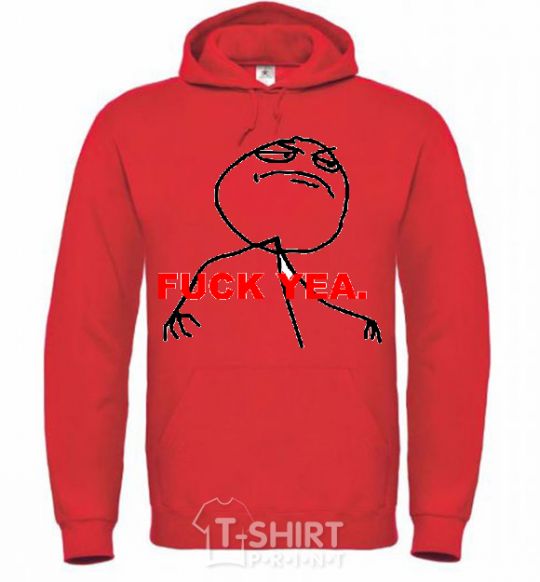 Men`s hoodie FUCK YEA. bright-red фото