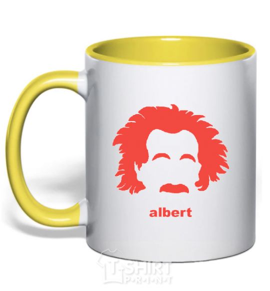 Mug with a colored handle ALBERT yellow фото