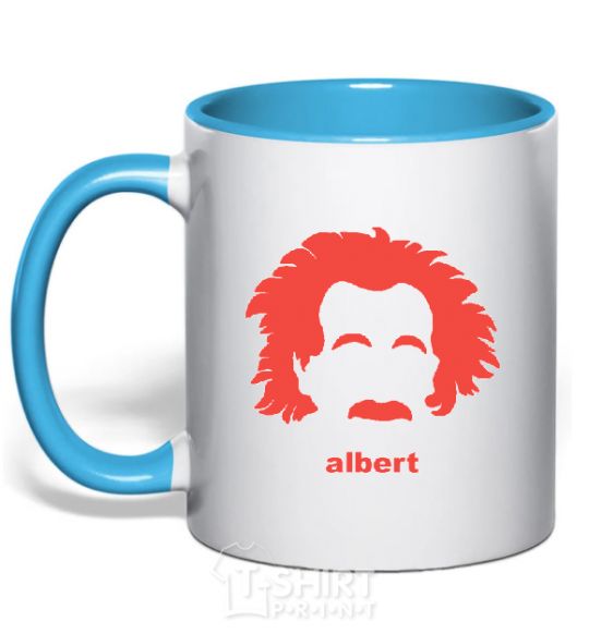 Mug with a colored handle ALBERT sky-blue фото